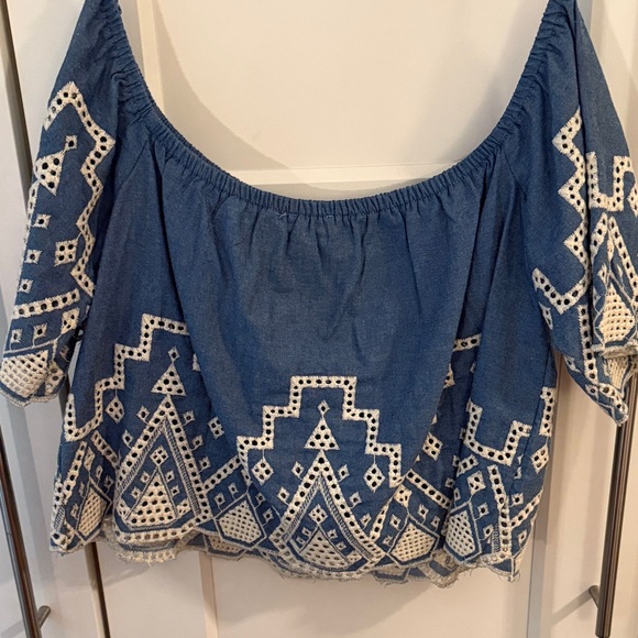 Theresa Off Shoulder Eyelet Embroidered Blouse Size S - Picture 10 of 10